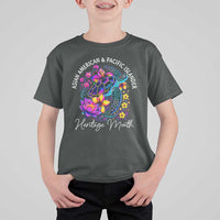 AAPI Asian American and Pacific Islander Heritage Month T Shirt For Kid Floral Sea Turtle