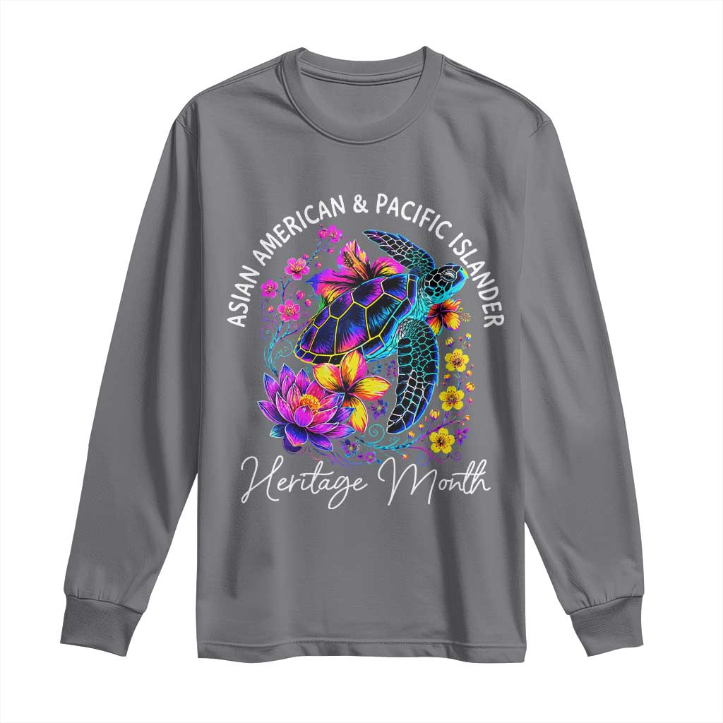 AAPI Asian American and Pacific Islander Heritage Month Long Sleeve Shirt Floral Sea Turtle