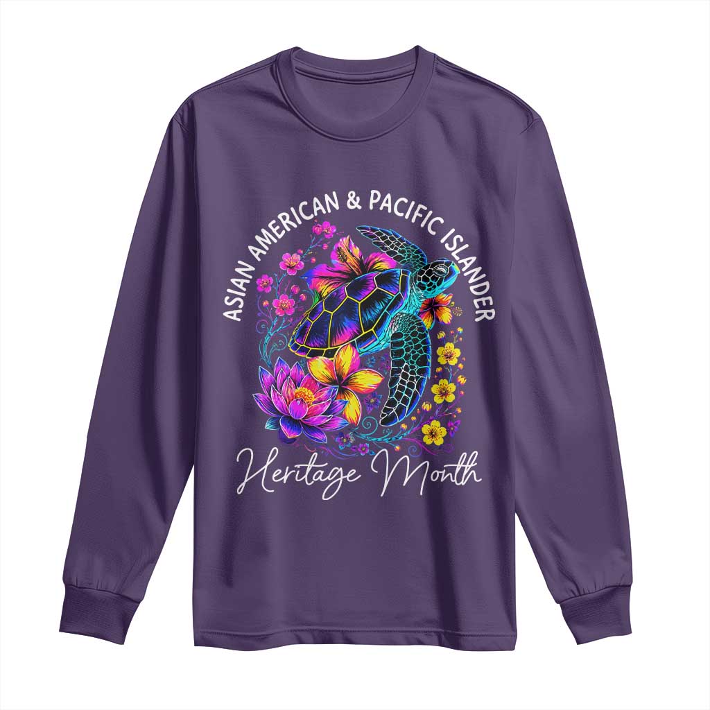 AAPI Asian American and Pacific Islander Heritage Month Long Sleeve Shirt Floral Sea Turtle