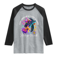 AAPI Asian American and Pacific Islander Heritage Month Raglan Shirt Floral Sea Turtle