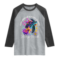 AAPI Asian American and Pacific Islander Heritage Month Raglan Shirt Floral Sea Turtle