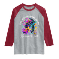 AAPI Asian American and Pacific Islander Heritage Month Raglan Shirt Floral Sea Turtle