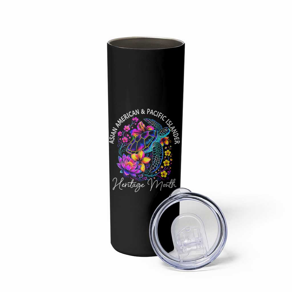 AAPI Asian American and Pacific Islander Heritage Month Skinny Tumbler Floral Sea Turtle