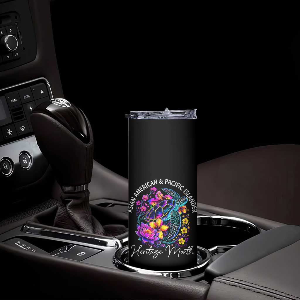 AAPI Asian American and Pacific Islander Heritage Month Skinny Tumbler Floral Sea Turtle