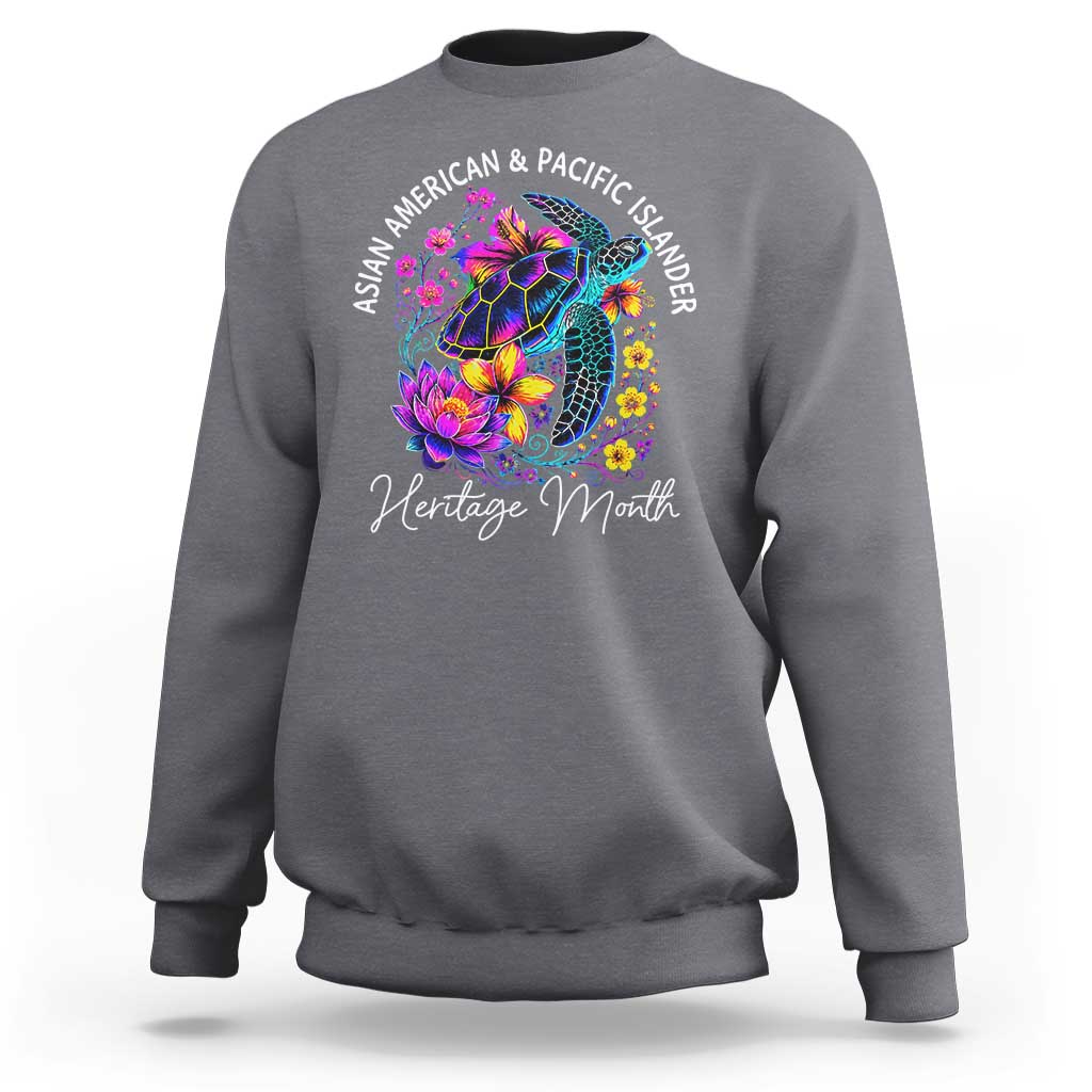 AAPI Asian American and Pacific Islander Heritage Month Sweatshirt Floral Sea Turtle