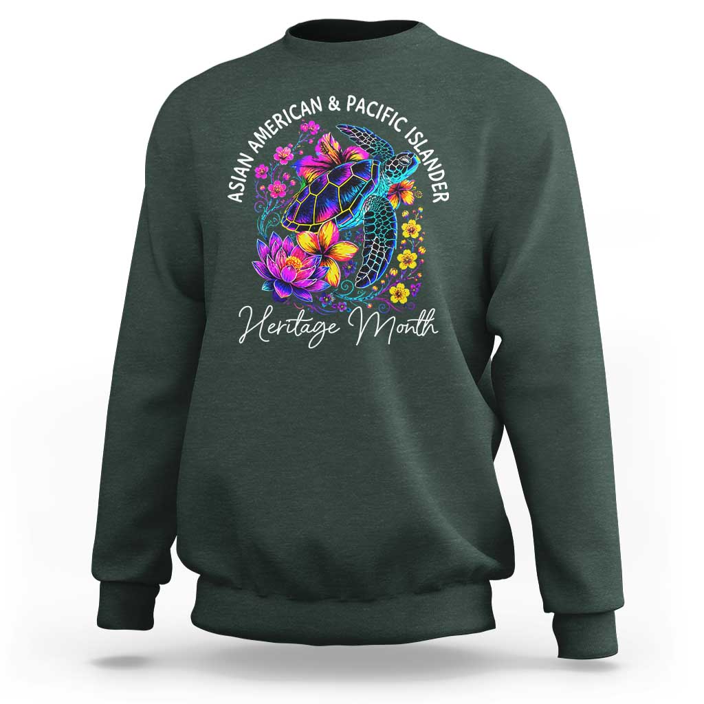 AAPI Asian American and Pacific Islander Heritage Month Sweatshirt Floral Sea Turtle