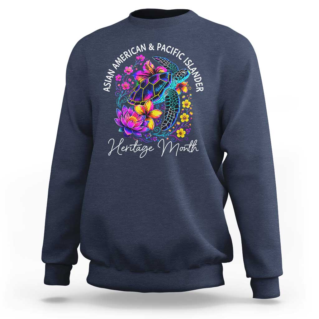 AAPI Asian American and Pacific Islander Heritage Month Sweatshirt Floral Sea Turtle