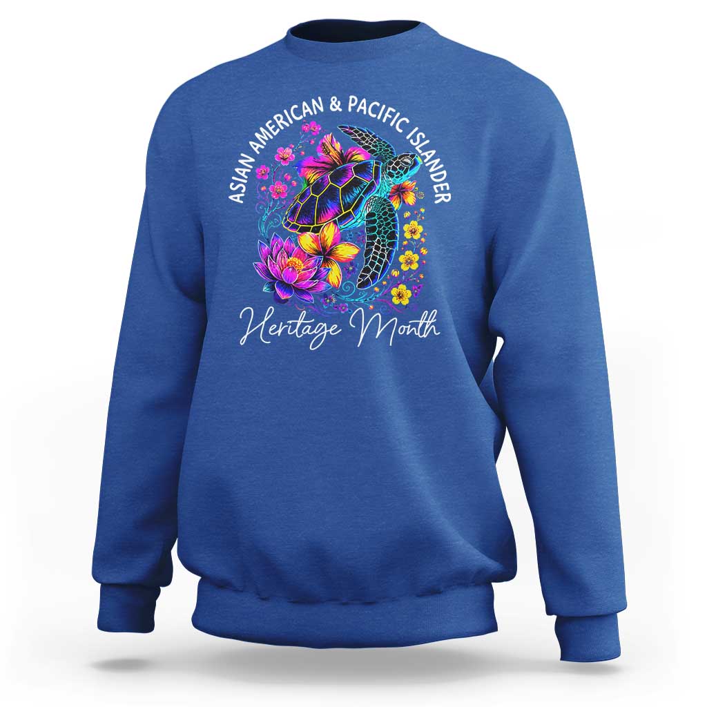 AAPI Asian American and Pacific Islander Heritage Month Sweatshirt Floral Sea Turtle