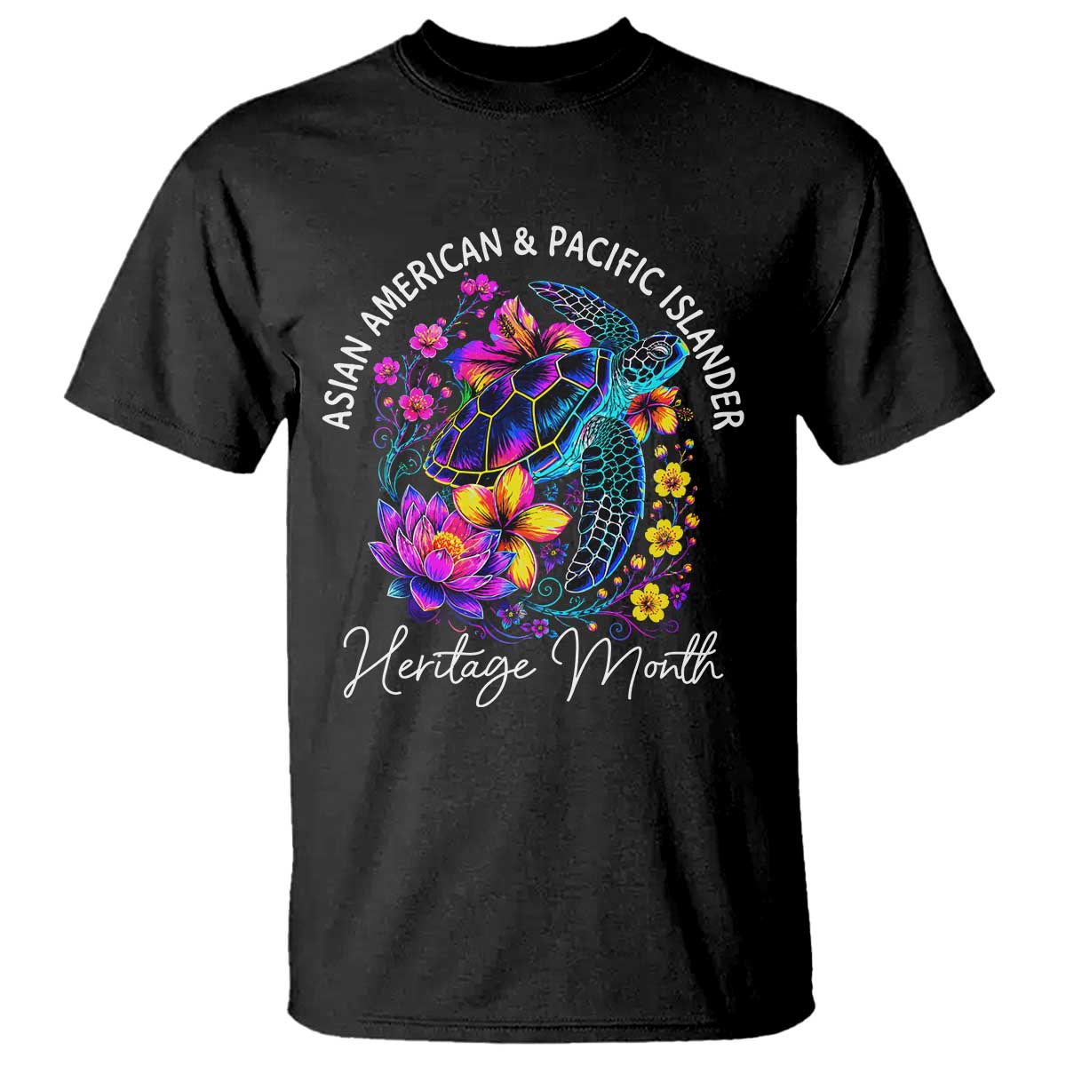AAPI Asian American and Pacific Islander Heritage Month T Shirt Floral Sea Turtle