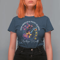 AAPI Asian American and Pacific Islander Heritage Month T Shirt For Women Floral Sea Turtle