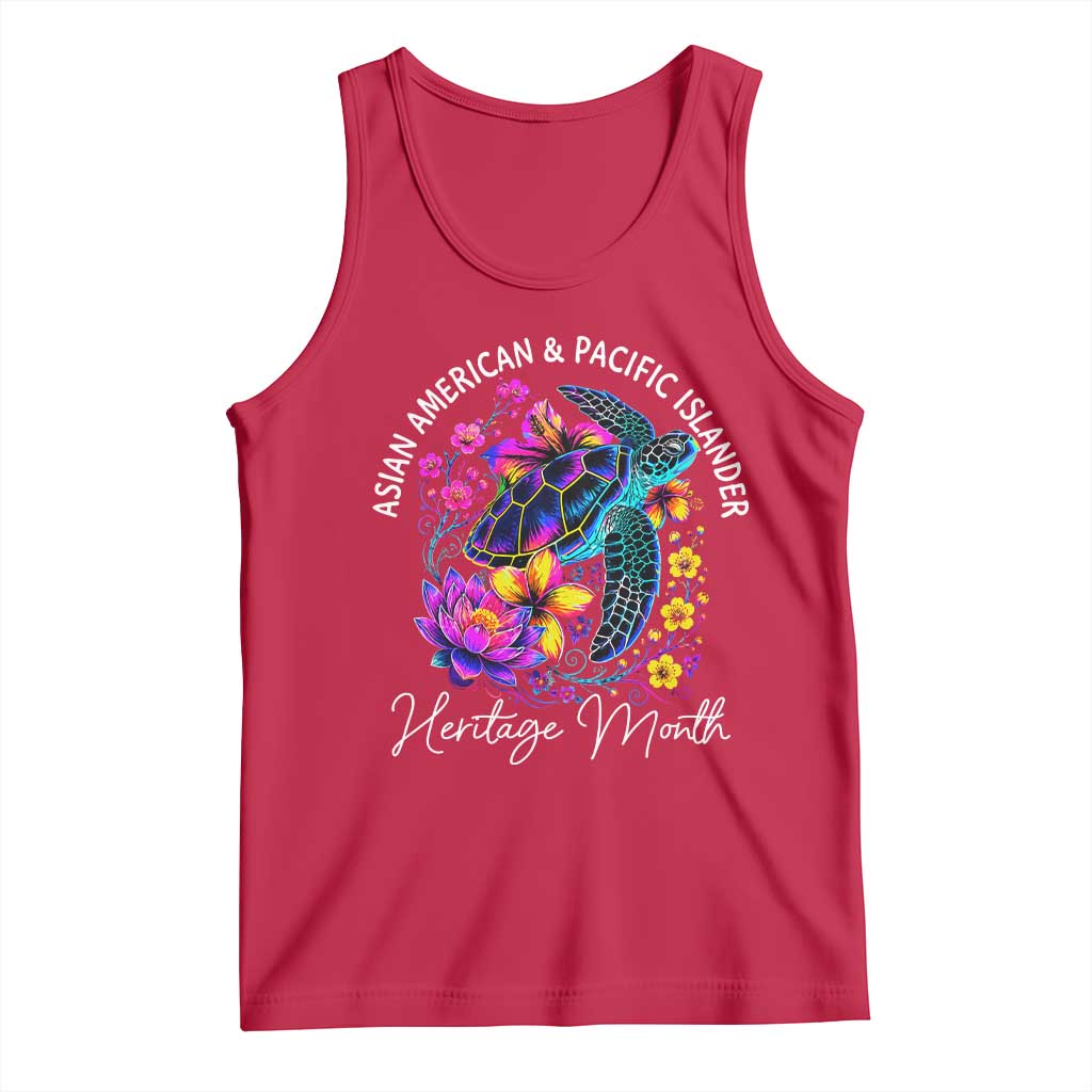 AAPI Asian American and Pacific Islander Heritage Month Tank Top Floral Sea Turtle