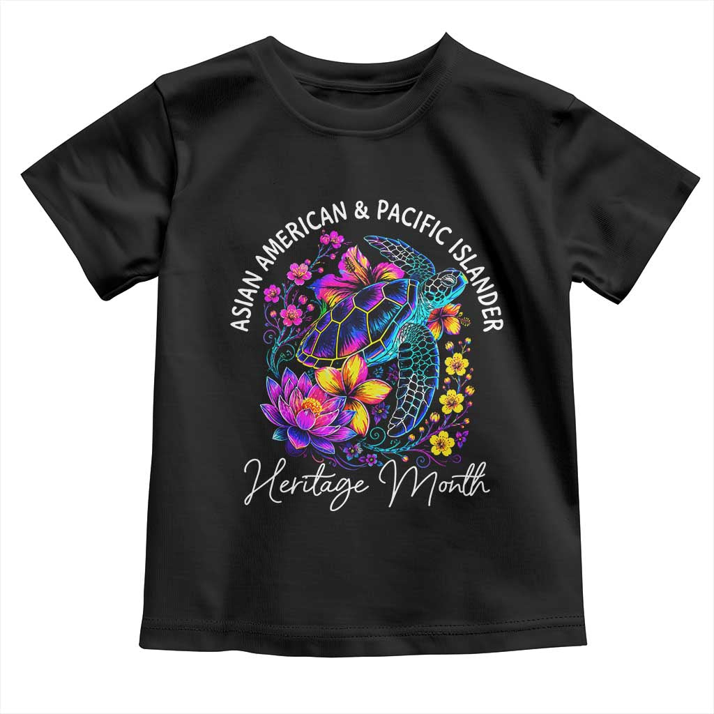 AAPI Asian American and Pacific Islander Heritage Month Toddler T Shirt Floral Sea Turtle