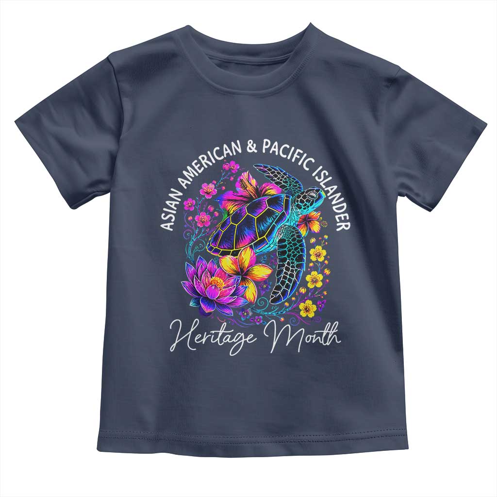 AAPI Asian American and Pacific Islander Heritage Month Toddler T Shirt Floral Sea Turtle