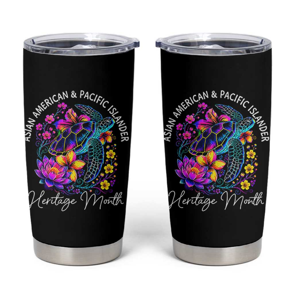 AAPI Asian American and Pacific Islander Heritage Month Tumbler Cup Floral Sea Turtle