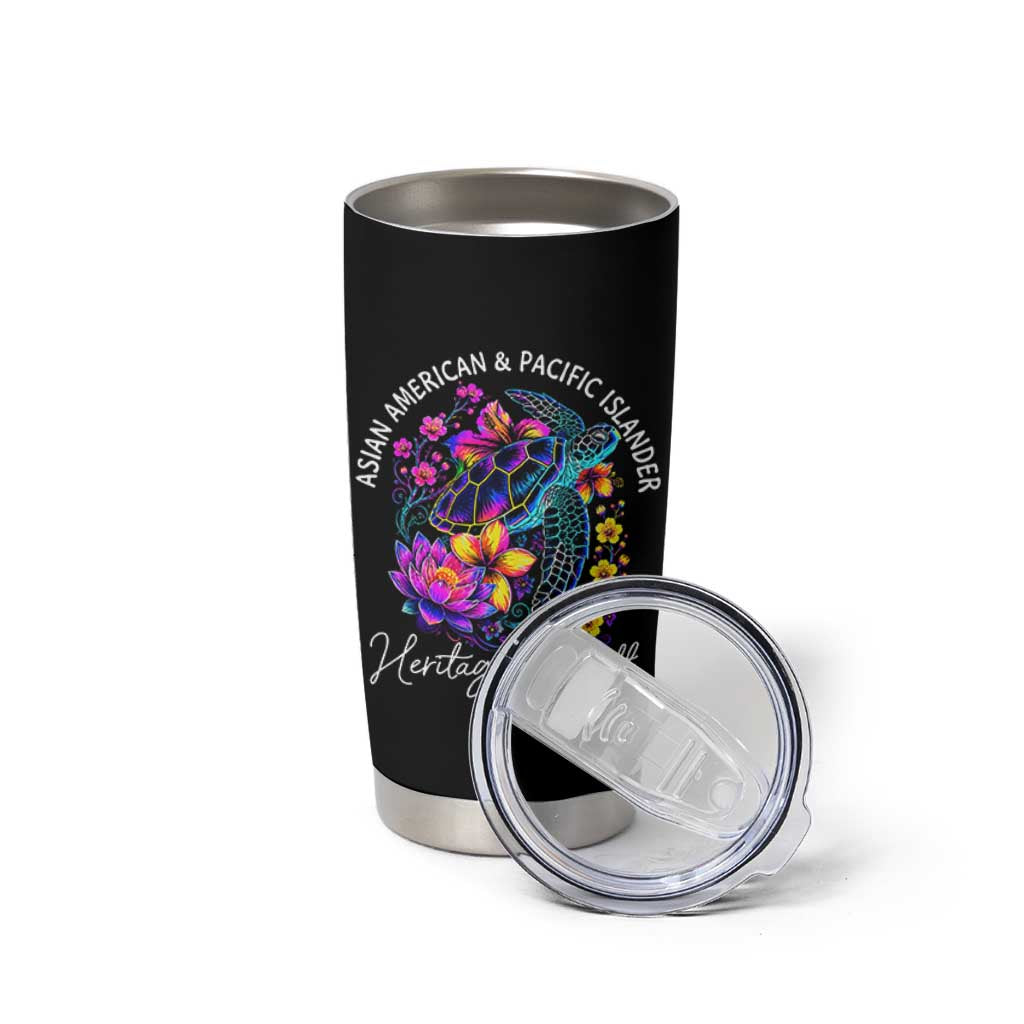 AAPI Asian American and Pacific Islander Heritage Month Tumbler Cup Floral Sea Turtle