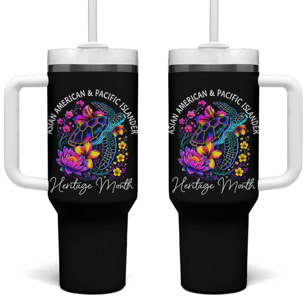 AAPI Asian American and Pacific Islander Heritage Month Tumbler With Handle Floral Sea Turtle