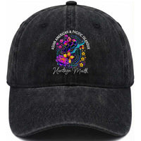 AAPI Asian American and Pacific Islander Heritage Month Washed Cotton Baseball Cap Floral Sea Turtle