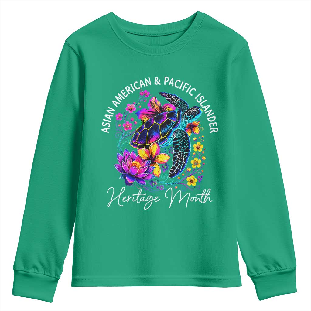 AAPI Asian American and Pacific Islander Heritage Month Youth Sweatshirt Floral Sea Turtle