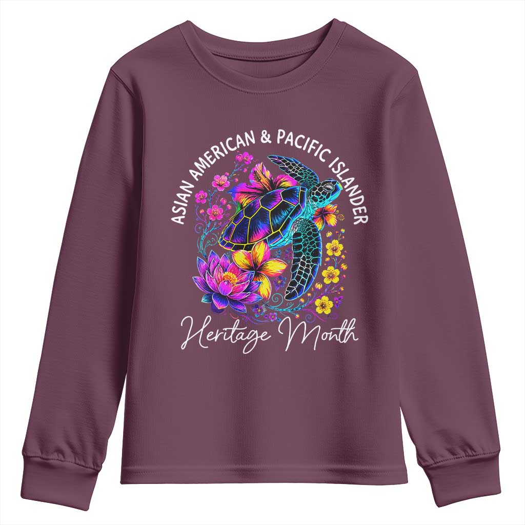 AAPI Asian American and Pacific Islander Heritage Month Youth Sweatshirt Floral Sea Turtle