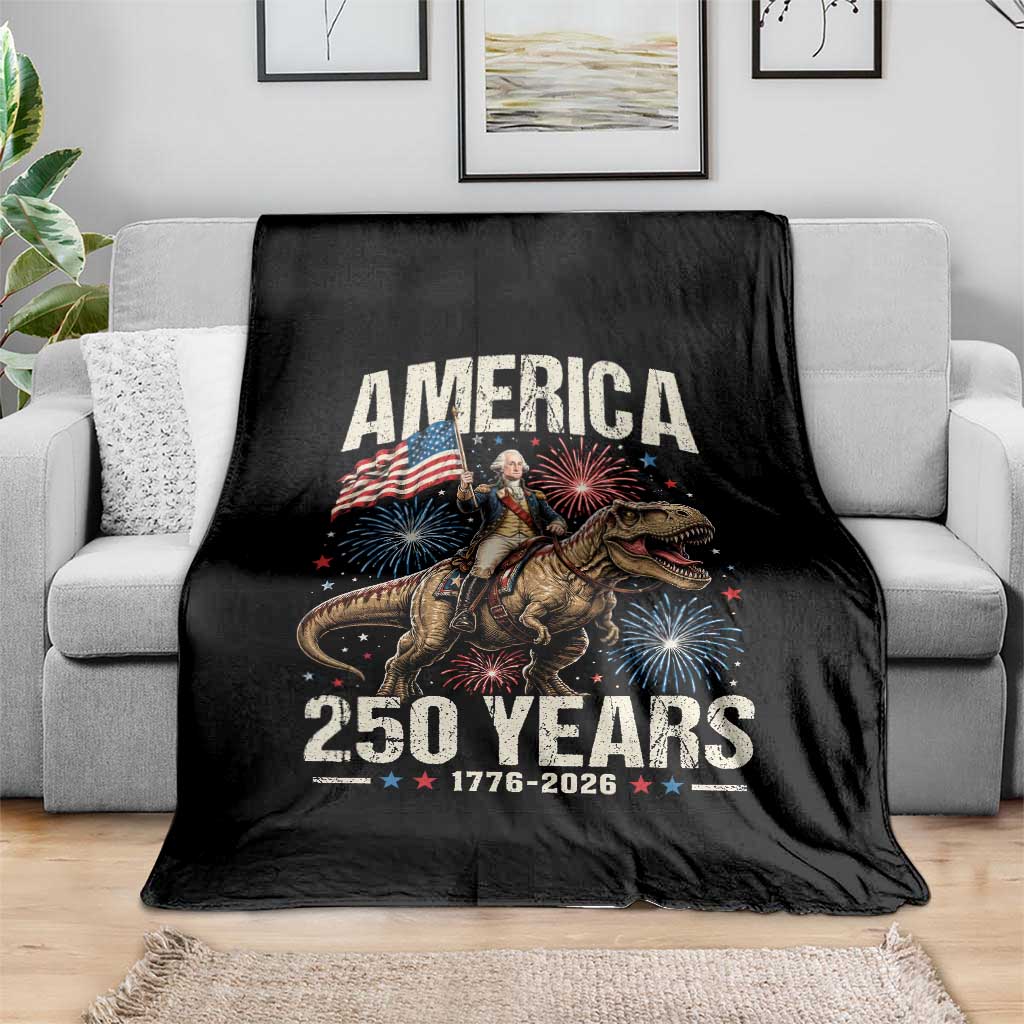 America 250 Years George Washington Riding Tyrannosaurus Rex Throw Blanket