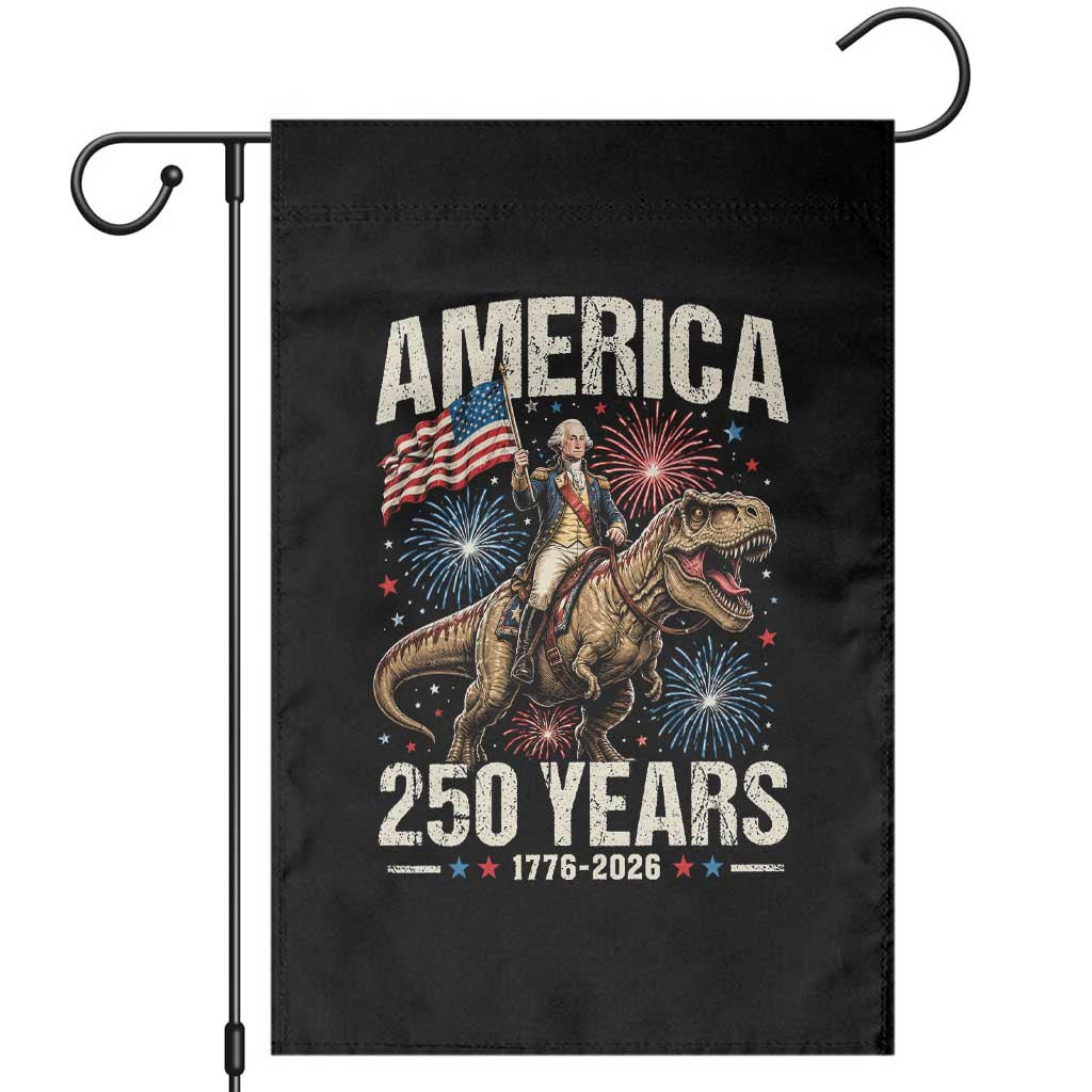 America 250 Years George Washington Riding Tyrannosaurus Rex Garden Flag