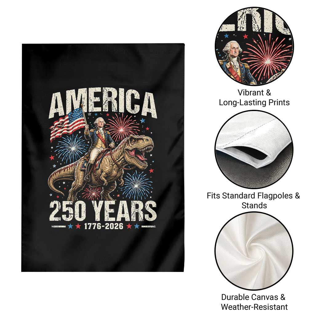 America 250 Years George Washington Riding Tyrannosaurus Rex Garden Flag