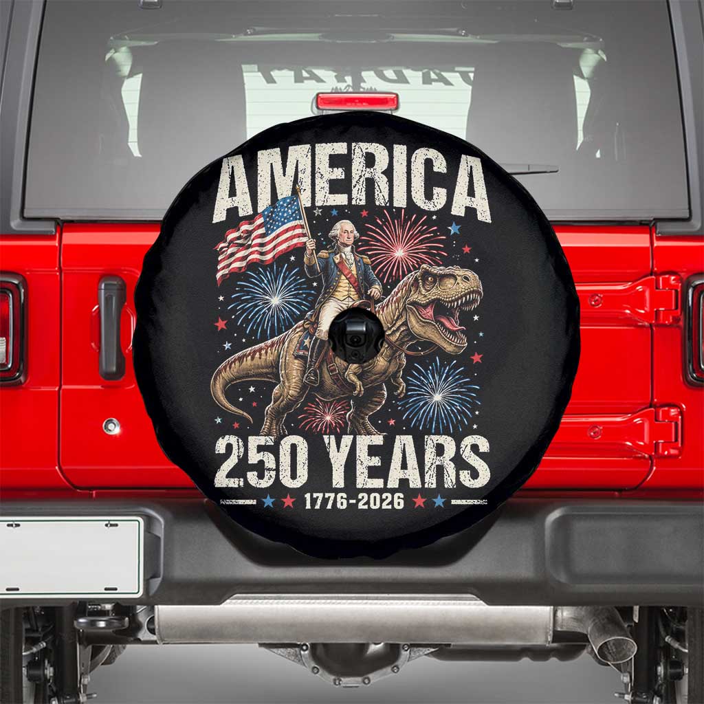 America 250 Years George Washington Riding Tyrannosaurus Rex Spare Tire Cover