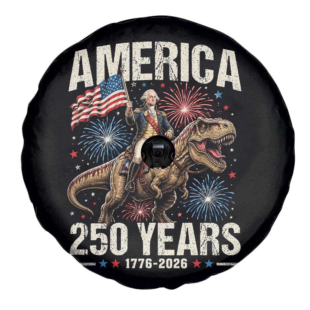 America 250 Years George Washington Riding Tyrannosaurus Rex Spare Tire Cover