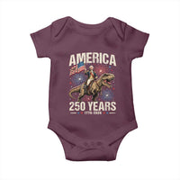 America 250 Years George Washington Riding Tyrannosaurus Rex Baby Onesie