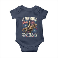 America 250 Years George Washington Riding Tyrannosaurus Rex Baby Onesie