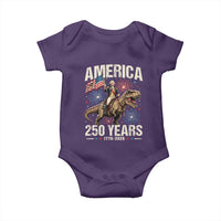 America 250 Years George Washington Riding Tyrannosaurus Rex Baby Onesie