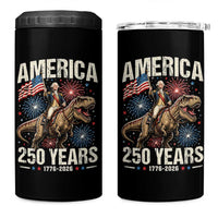 America 250 Years George Washington Riding Tyrannosaurus Rex 4 in 1 Can Cooler Tumbler