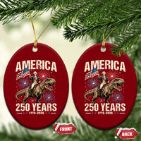 America 250 Years George Washington Riding Tyrannosaurus Rex Ceramic Ornament