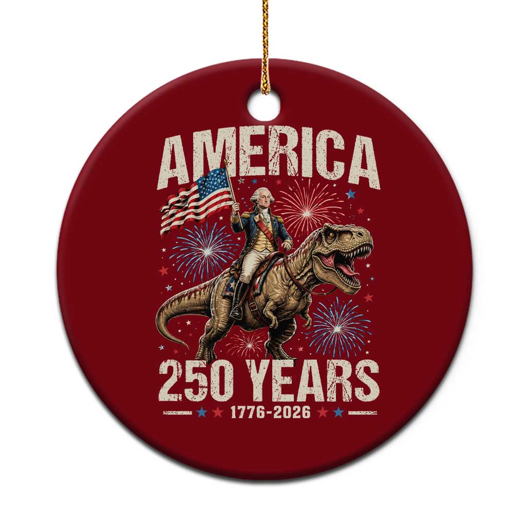America 250 Years George Washington Riding Tyrannosaurus Rex Ceramic Ornament