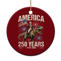 America 250 Years George Washington Riding Tyrannosaurus Rex Ceramic Ornament