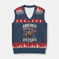 America 250 Years George Washington Riding Tyrannosaurus Rex V-Neck Knit Sweater Vest