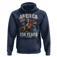 America 250 Years George Washington Riding Tyrannosaurus Rex Hoodie