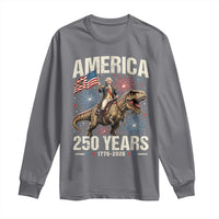 America 250 Years George Washington Riding Tyrannosaurus Rex Long Sleeve Shirt