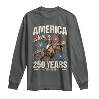 America 250 Years George Washington Riding Tyrannosaurus Rex Long Sleeve Shirt