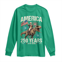 America 250 Years George Washington Riding Tyrannosaurus Rex Long Sleeve Shirt