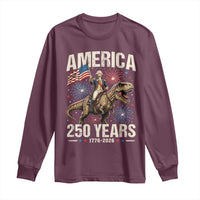America 250 Years George Washington Riding Tyrannosaurus Rex Long Sleeve Shirt