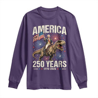 America 250 Years George Washington Riding Tyrannosaurus Rex Long Sleeve Shirt