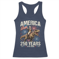 America 250 Years George Washington Riding Tyrannosaurus Rex Racerback Tank Top