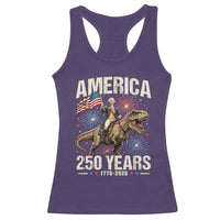 America 250 Years George Washington Riding Tyrannosaurus Rex Racerback Tank Top