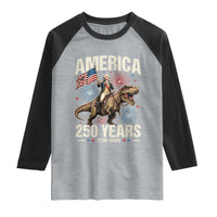America 250 Years George Washington Riding Tyrannosaurus Rex Raglan Shirt