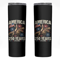 America 250 Years George Washington Riding Tyrannosaurus Rex Skinny Tumbler