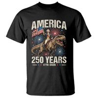 America 250 Years George Washington Riding Tyrannosaurus Rex T Shirt
