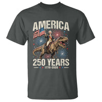 America 250 Years George Washington Riding Tyrannosaurus Rex T Shirt