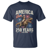 America 250 Years George Washington Riding Tyrannosaurus Rex T Shirt