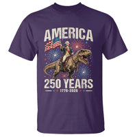 America 250 Years George Washington Riding Tyrannosaurus Rex T Shirt